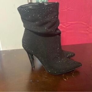 Forever 21 Black Glitter Heeled Boots